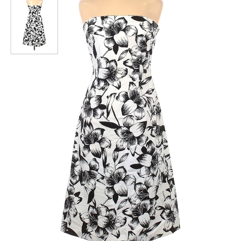 The Limited Black & White Strapless Dress